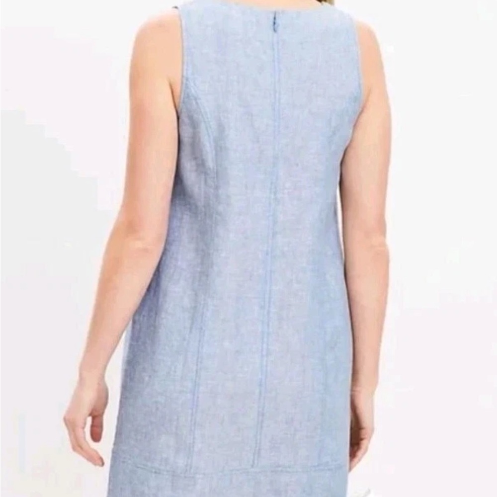 Loft Sleeveless Light Blue Linen Dress - Picture 2 of 7